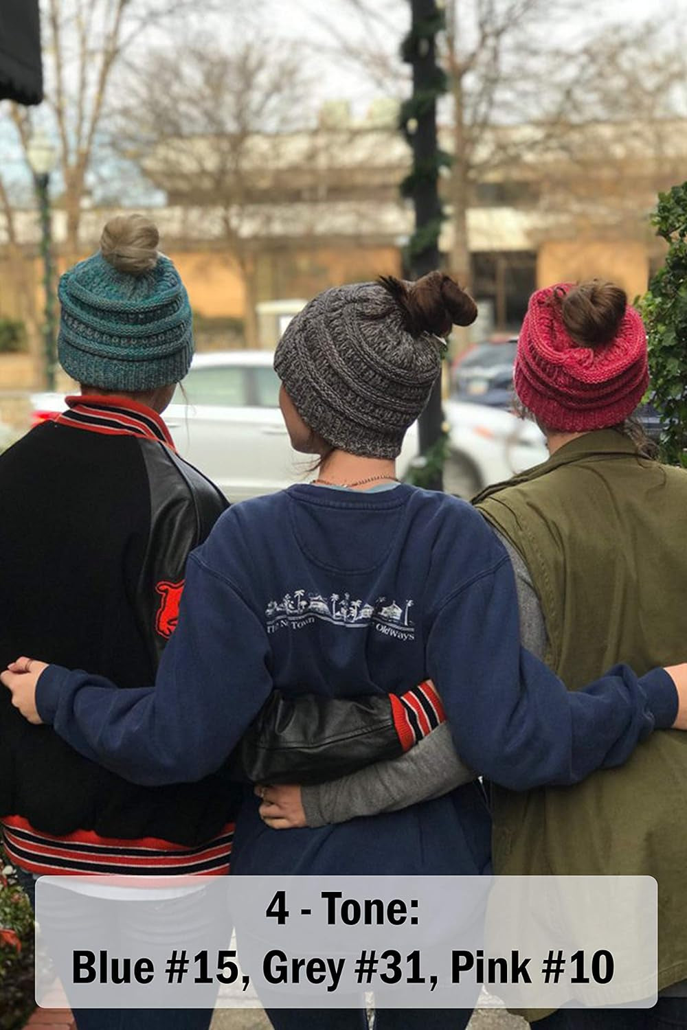 Women's Ponytail Beanie - Soft Ribbed Knit Cap for Messy Buns in Solid, Confetti, and Multi-Tone Options