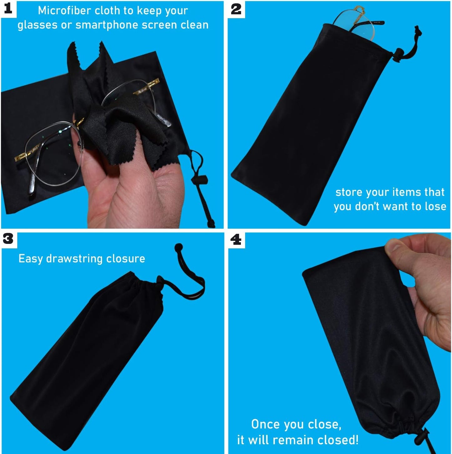 Premium Quality Microfiber Sunglasses Pouch with Spring Fastener