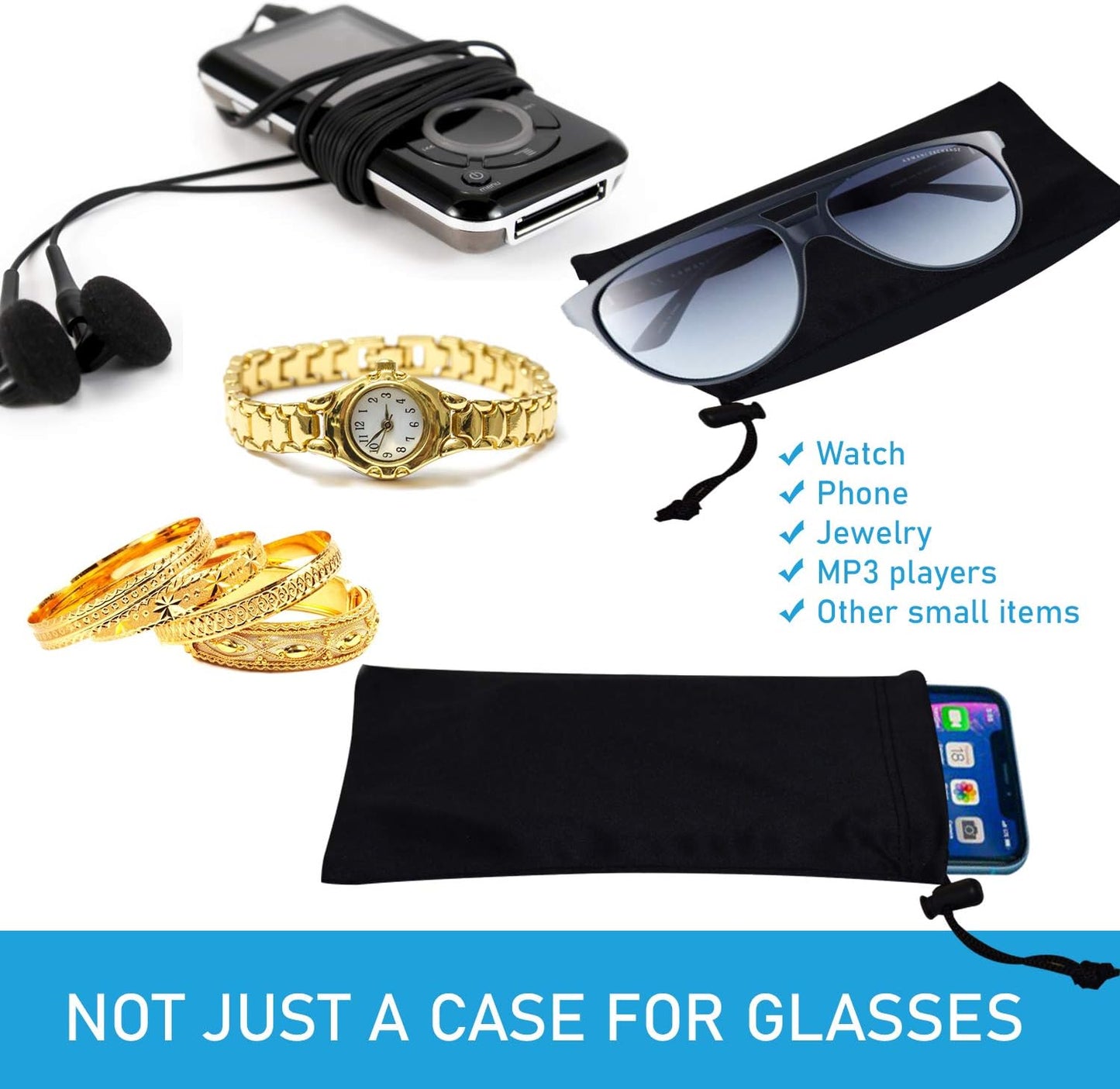 Premium Quality Microfiber Sunglasses Pouch with Spring Fastener