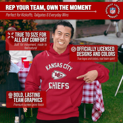 NFL Adult Gameday Hooded Sweatshirt - Poly Fleece Cotton Blend - Stay Warm and Represent Your Team in Style