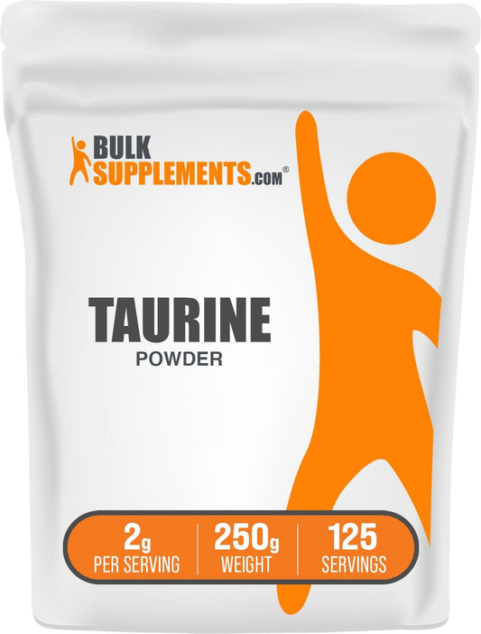 .com Taurine Powder - Unflavored Gluten-Free Amino Acid Supplement for Energy, 2G per Serving, 250G (8.8 Oz)