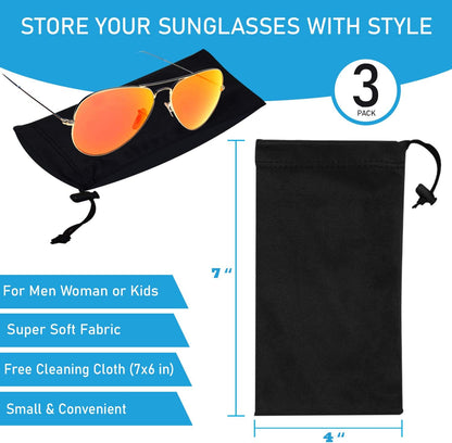 Premium Quality Microfiber Sunglasses Pouch with Spring Fastener